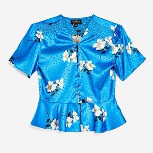 Topshop Vibrant Blue Floral Blouse